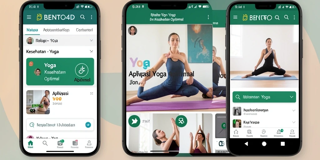 Antarmuka BENTO4D menampilkan panduan latihan Yoga yang interaktif.