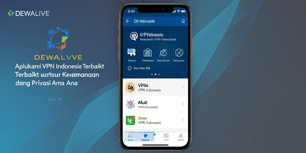 Antarmuka pengguna DEWALIVE menampilkan fungsi utama VPN dengan jelas.