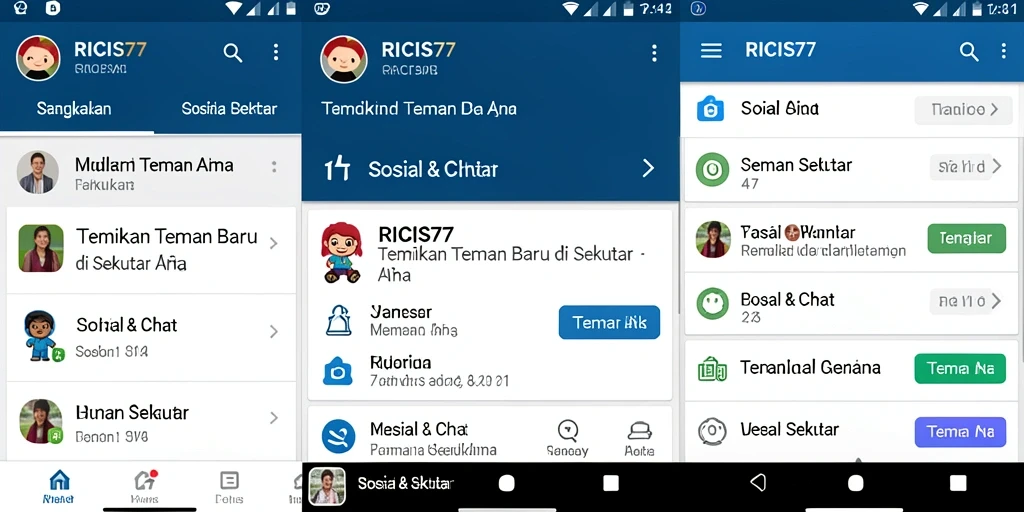 Tampilan antarmuka RICIS77 yang memudahkan pencarian teman baru.