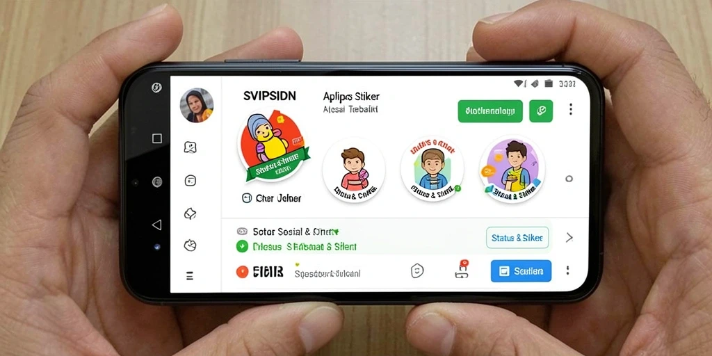 Antarmuka SVIPSIDN dengan berbagai pilihan stiker dan status menarik.